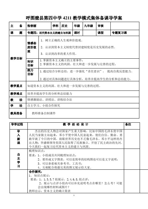 专题复习四(近代资本主义的建立与巩固) 2