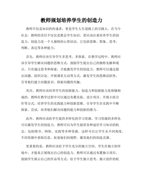 教师规划培养学生的创造力