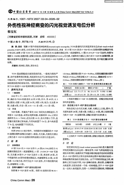 外伤性视神经病变的闪光视觉诱发电位分析