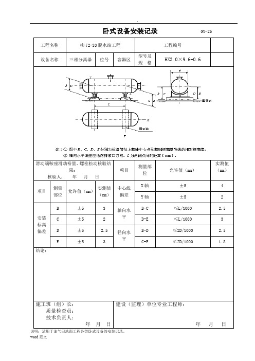 压力容器验收记录