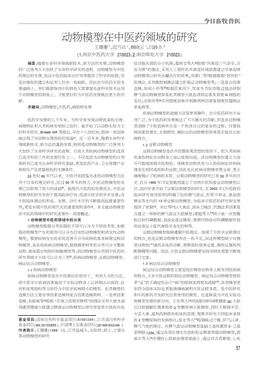 动物模型在中医药领域的研究