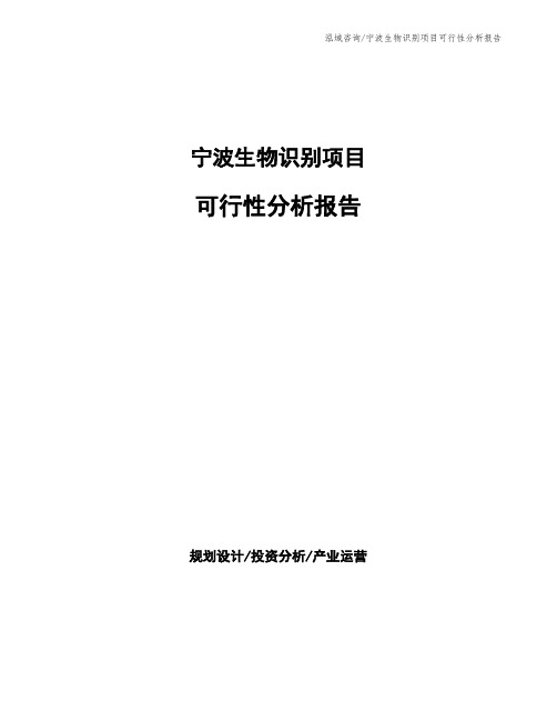 宁波生物识别项目可行性分析报告