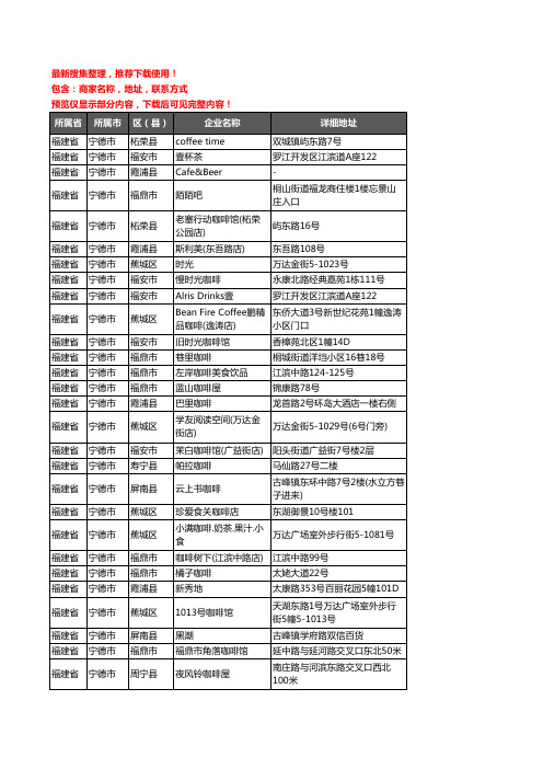 新版福建省宁德市咖啡厅企业公司商家户名录单联系方式地址大全100家