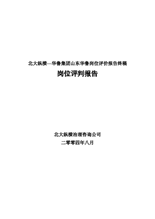 北大纵横—华鲁集团山东华鲁岗位评价报告终稿