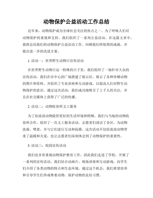 动物保护公益活动工作总结