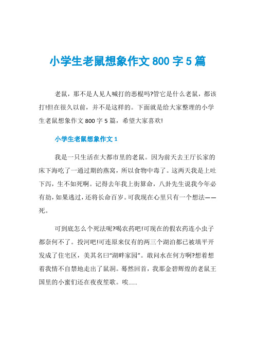 小学生老鼠想象作文800字5篇