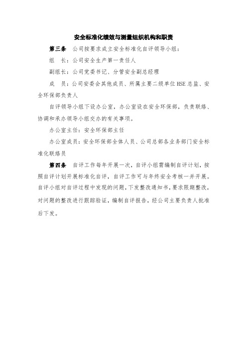 安全标准化绩效与测量组织机构和职责