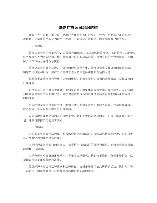 新新广告公司组织结构