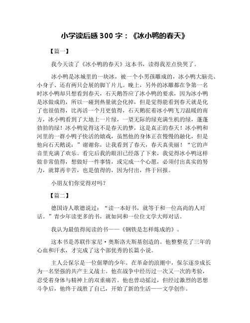 小学读后感300字：《冰小鸭的春天》