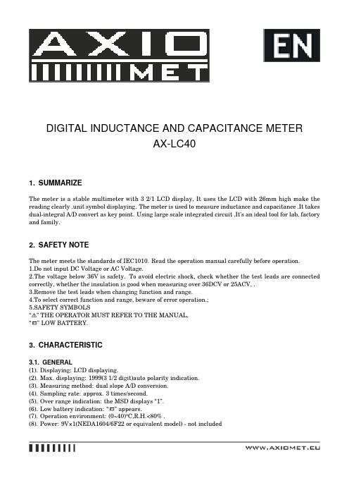 AX-LC40数字电容器和电感表说明书