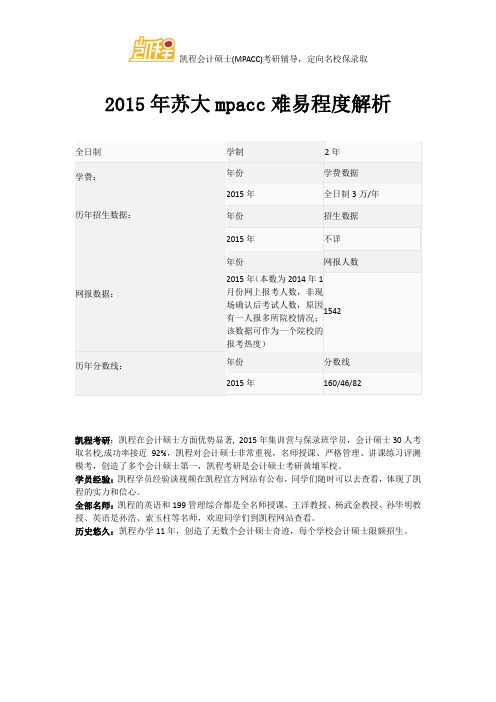 2015年苏大mpacc难易程度解析