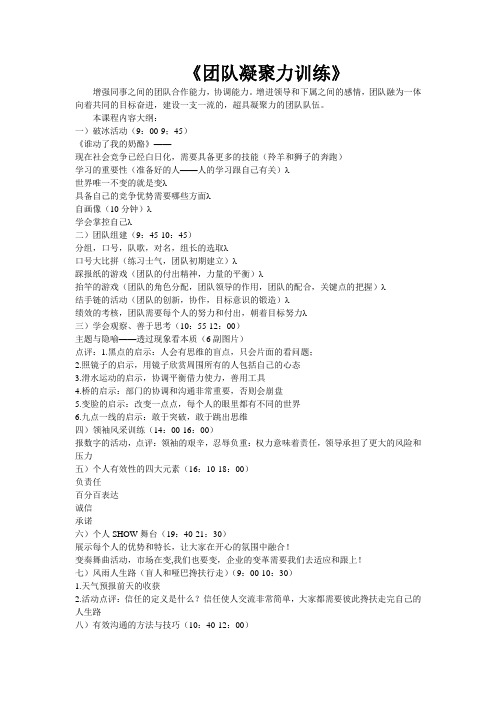 团队凝聚力训练