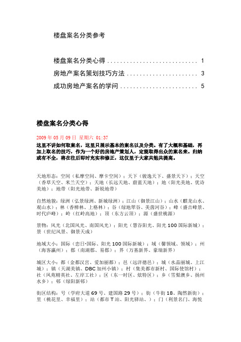 楼盘案名分类参考