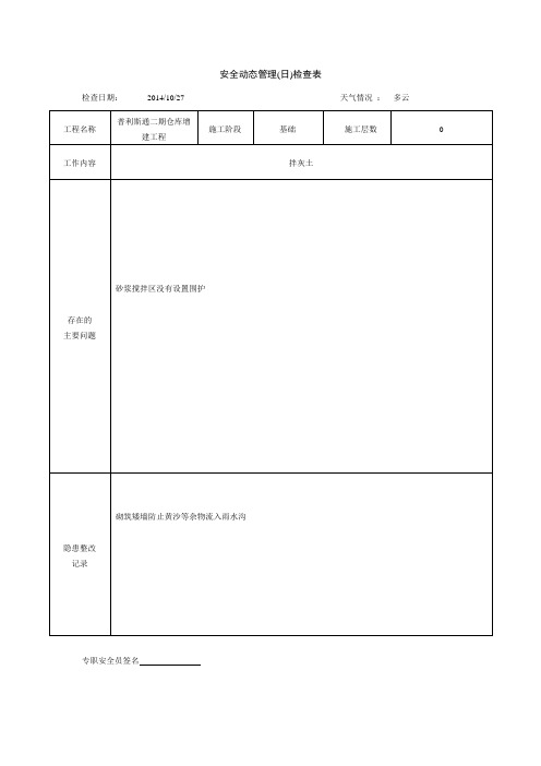 安全动态管理(日)检查表(含内容)