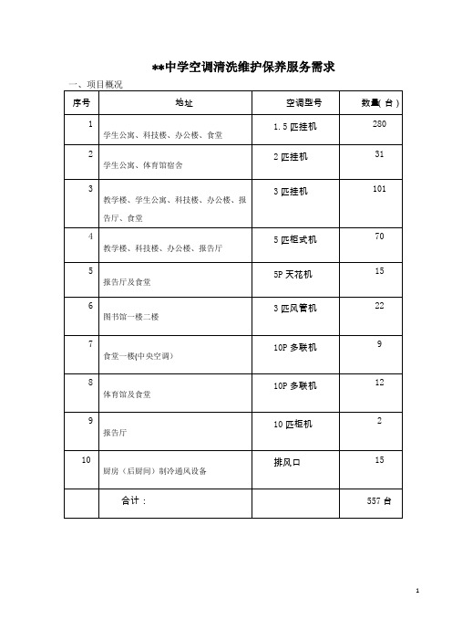 中学空调清洗维护保养服务需求