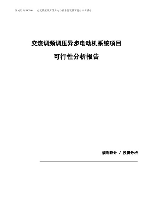 交流调频调压异步电动机系统项目可行性分析报告(模板参考范文)