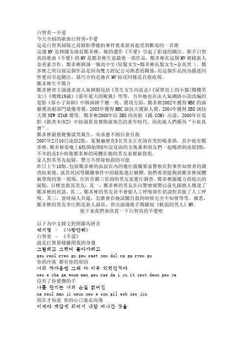 白智英—不爱