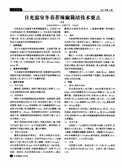 日光温室冬春茬辣椒栽培技术要点