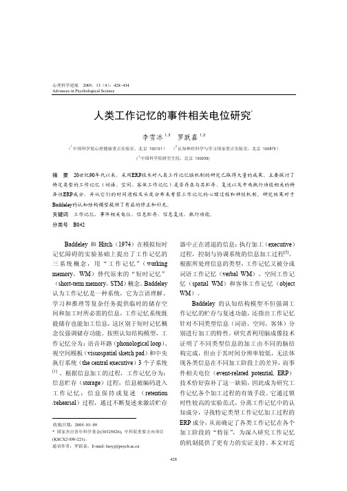 人类工作记忆的事件相关电位研究