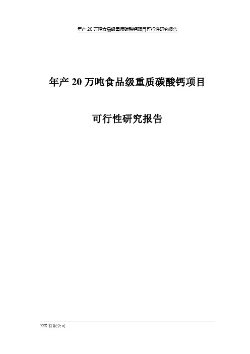 年产20万吨食品级重质碳酸钙项目可行性研究报告