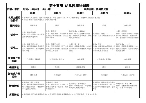 中班第15周计划表