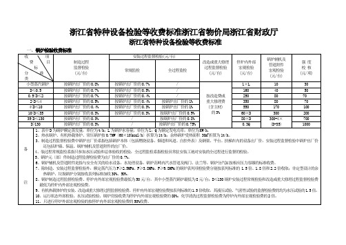 浙江省特种设备检验等收费标准浙江省物价局浙江省财政厅