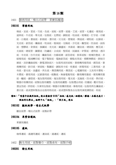 第16类纸型文具材料