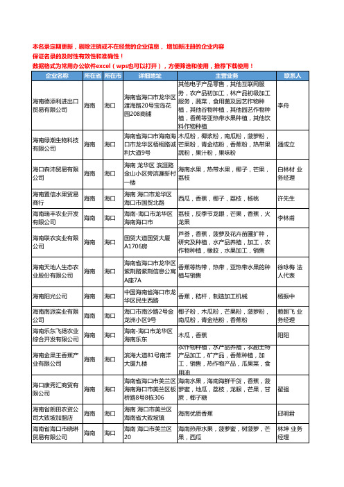 2020新版海南省海口香蕉工商企业公司名录名单黄页大全34家