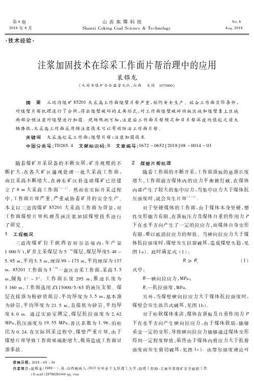 注浆加固技术在综采工作面片帮治理中的应用