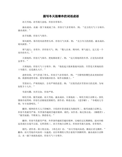 描写冬天很寒冷的词语成语
