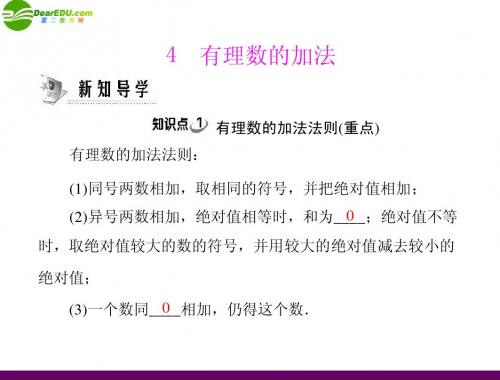 《随堂优化训练》2011年七年级数学上册 第二章 4 有理数的加法配套课件 北师大版