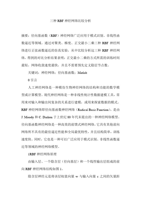 三种RBF神经网络比较分析