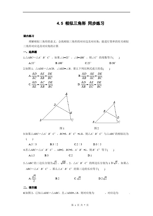 北师大版九年级数学上册第四章《图形的相似》4.5 相似三角形判定定理的证明同步练习及答案(含解析) (3)