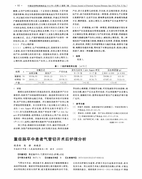 重症脑卒中患者气管切开术后护理分析