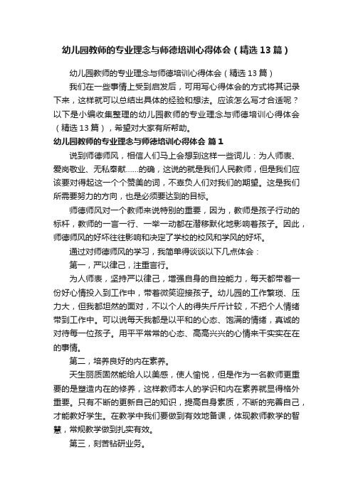 幼儿园教师的专业理念与师德培训心得体会（精选13篇）