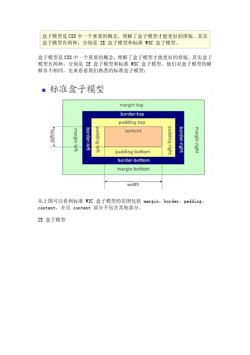 IE盒子模型和标准W3C盒子模型_资料收集(仅供参考)