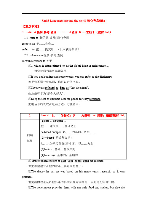 新版人教必修一Unit5 Languages around the world核心考点归纳