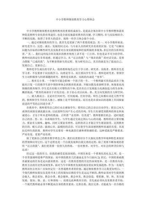 中小学教师继续教育心得体会