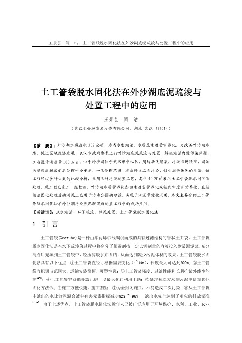 土工管袋脱水固化法在外沙湖底泥疏浚与处置工程中的应用