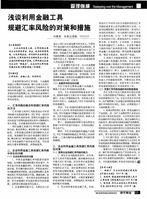 浅谈利用金融工具规避汇率风险的对策和措施