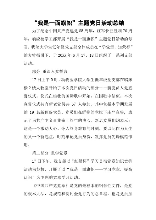 “我是一面旗帜”主题党日活动总结
