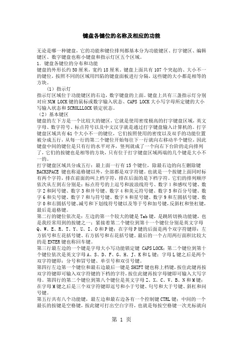 键盘各键位的名称及相应的功能共6页word资料