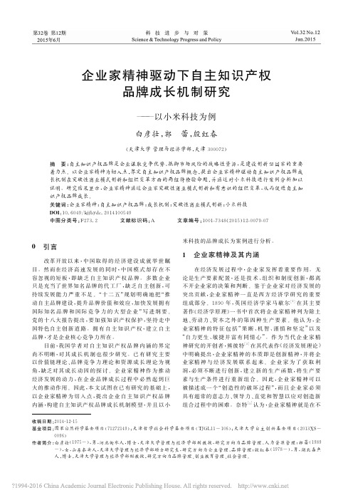 企业家精神驱动下自主知识产权品牌成长机制研究_以小米科技为例_白彦壮