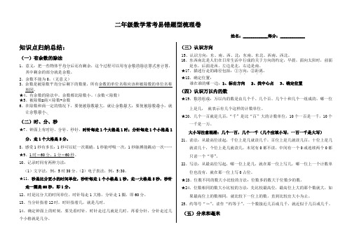 二年级数学常考易错题型梳理卷(含答案)