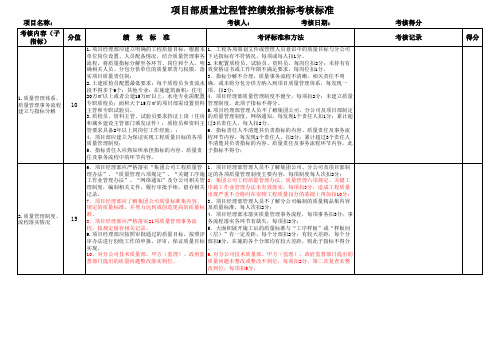 项目部过程管控考核标准-质量