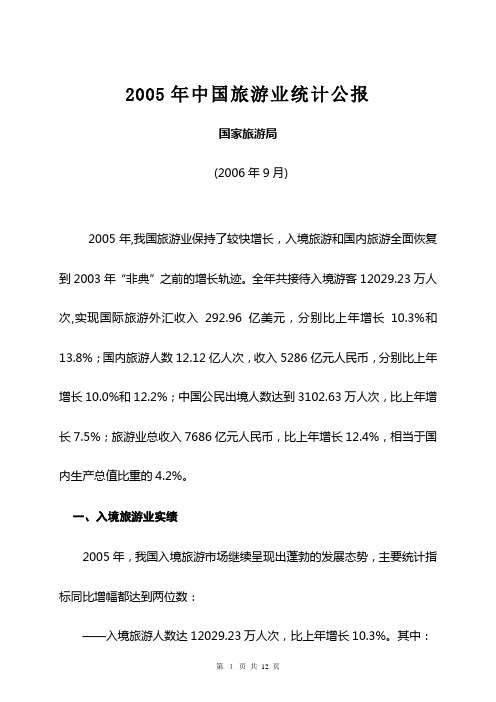 2005年中国旅游业公报
