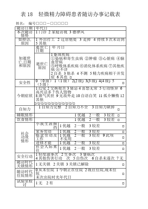严重精神障碍患者随访服务记录表