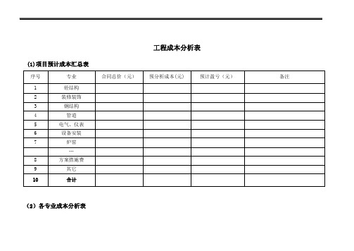 工程成本分析表