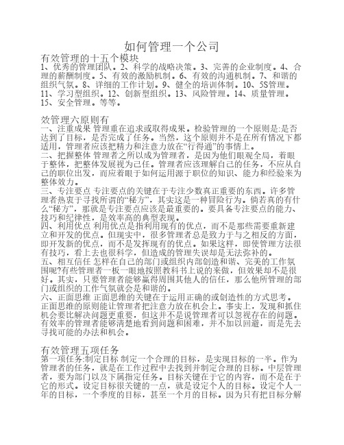 如何管理一个公司