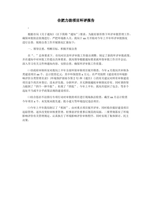 合肥力劲项目环评报告